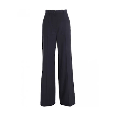 (Women) 'S Max Mara MaxMara High-Waist Wide-Leg Blue Casual Pants 11361419600003-Opera