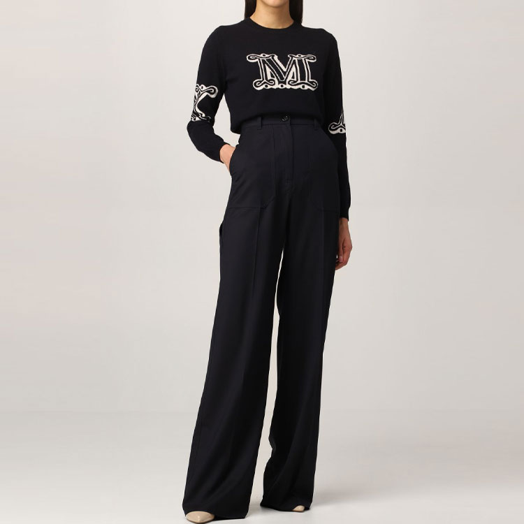 Shop (W) Pantalones Casuales Azul de Pierna Ancha y Tiro Alto ''S Max Mara. 11361419600003-Opera