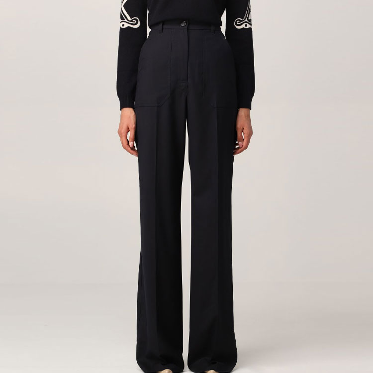 Details for (W) Pantalones Casuales Azul de Pierna Ancha y Tiro Alto ''S Max Mara. 11361419600003-Opera