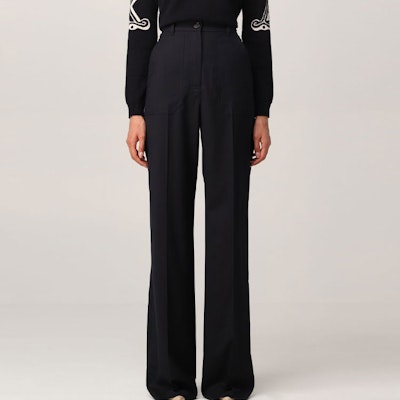 (W) Pantalones Casuales Azul de Pierna Ancha y Tiro Alto ''S Max Mara. 11361419600003-Opera Details for (W) Pantalones Casuales Azul de Pierna Ancha y Tiro Alto ''S Max Mara. 11361419600003-Opera