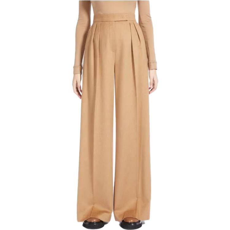Shop (W) Pantalones Beige de Pierna Ancha Cintura Alta Casual ''S Max Mara MaxMara 1136033306