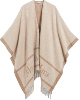 (Women) 'S Max Mara MaxMara Hilde Logo Jacquard Wool Poncho Beige Mid-Length Cape. 4736054106001-HILDE (Women) 'S Max Mara MaxMara Hilde Logo Jacquard Wool Poncho Beige Mid-Length Cape. 4736054106001-HILDE