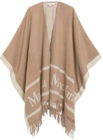(Women) 'S Max Mara MaxMara Hilde Wool Cloak Fringe V-Neck Poncho for Women - Brown. 4731054106002-HILDE (Women) 'S Max Mara MaxMara Hilde Wool Cloak Fringe V-Neck Poncho for Women - Brown. 4731054106002-HILDE