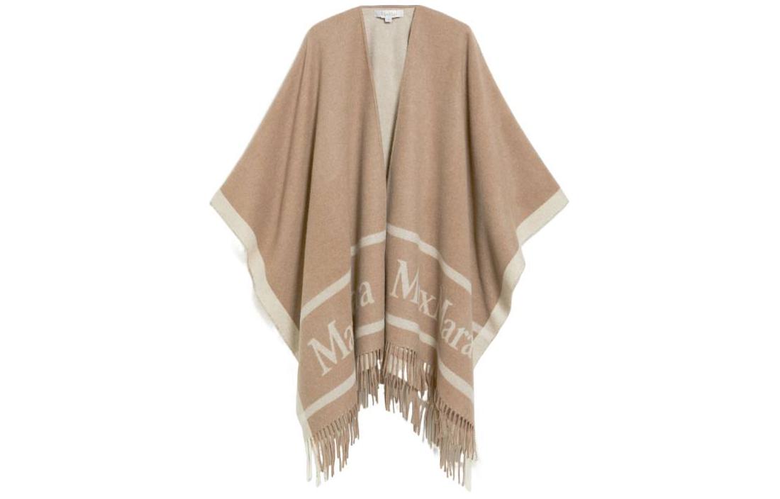 Order (W) 막스마라 힐다 울 프린지 V넥 여성용 폰초 - 브라운. 4731054106002-HILDE