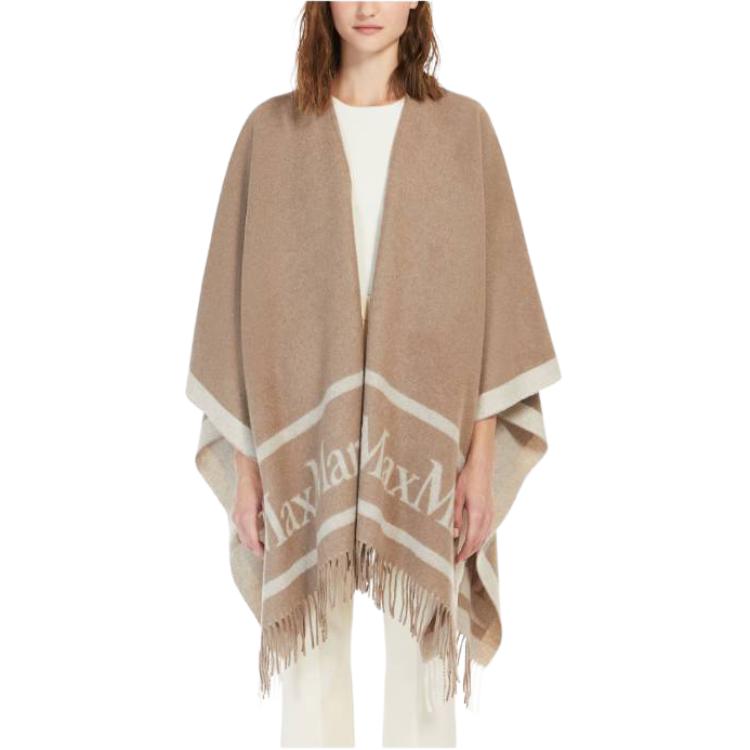 Shop (W) 막스마라 힐다 울 프린지 V넥 여성용 폰초 - 브라운. 4731054106002-HILDE