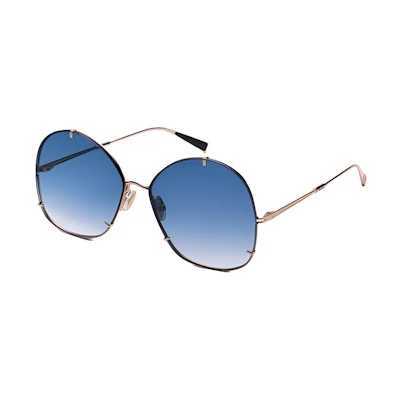(Women) 'S Max Mara MaxMara Irregular Gold Metal Sunglasses with Logo Design for Women HOOKS 00008