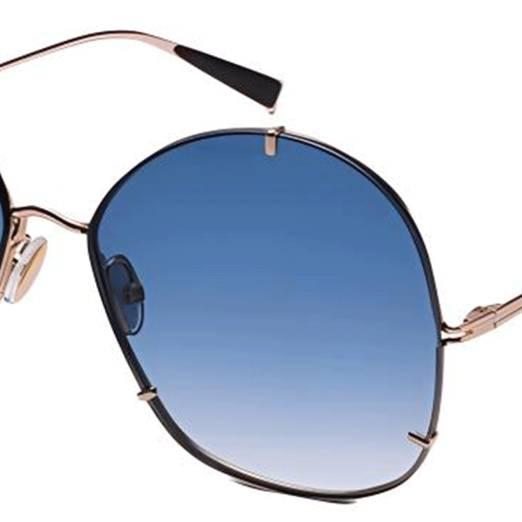 Shop (Women) 'S Max Mara MaxMara Irregular Gold Metal Sunglasses with Logo Design for Women HOOKS 00008