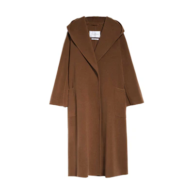 (Women) 'S Max Mara MaxMara Jabot Series Belted Hooded Mid-Length Coat Brown for Women 1016063306001-JABOT