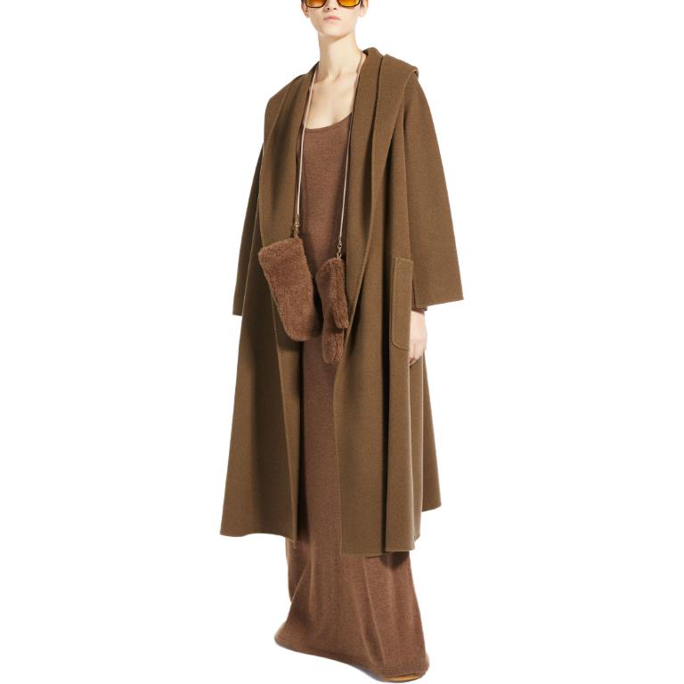 (Women) 'S Max Mara MaxMara Jabot Series Belted Hooded Mid-Length Coat Brown for Women 1016063306001-JABOT 圖 5