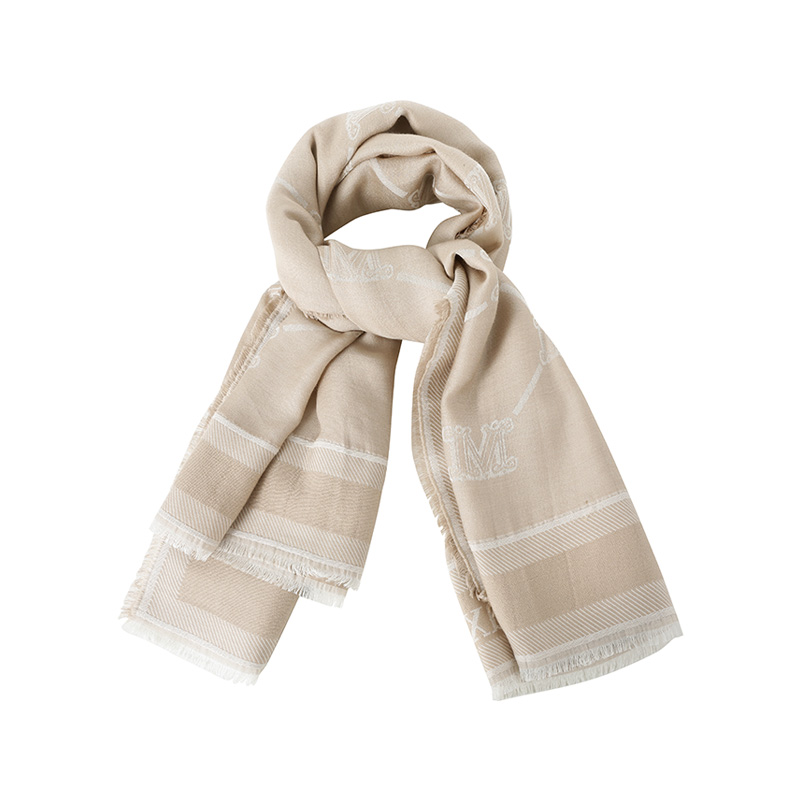 (Women) 'S Max Mara MaxMara Jacquard Shawl Knit Scarf Women’s Beige Color. 1454108106006-MOLVENO
