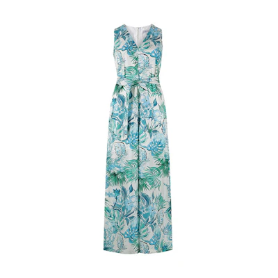(Women) 'S Max Mara MaxMara Kabala Floral Print Sleeveless Jumpsuit - White 1241043206001-KABALA