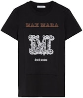 (Women) 'S Max Mara MaxMara Key Series Logo Print Crewneck T-Shirt Obsidian Black. 1941042206012-KEY (Women) 'S Max Mara MaxMara Key Series Logo Print Crewneck T-Shirt Obsidian Black. 1941042206012-KEY