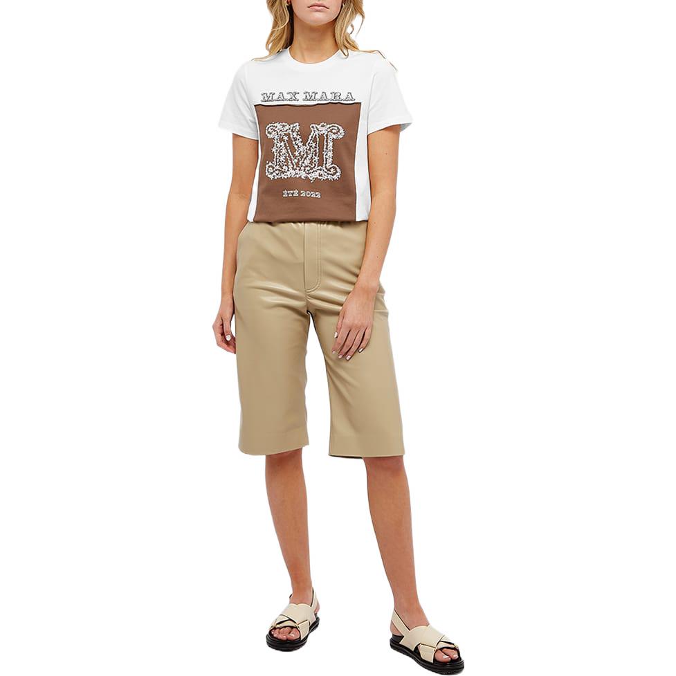 Lookbook (W) ''S 맥스마라 키 시리즈 화이트 로고 프린트 크루넥 반팔 티셔츠 1941042206010-KEY