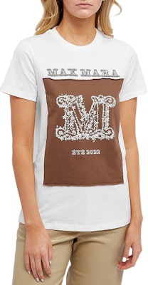 (W) ''S 맥스마라 키 시리즈 화이트 로고 프린트 크루넥 반팔 티셔츠 1941042206010-KEY Shop (W) ''S 맥스마라 키 시리즈 화이트 로고 프린트 크루넥 반팔 티셔츠 1941042206010-KEY