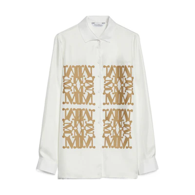 (Women) 'S Max Mara MaxMara Legno Vanilla Letter Print Long Sleeve Button-Up Shirt for Women. 1116094106002-LEGNO