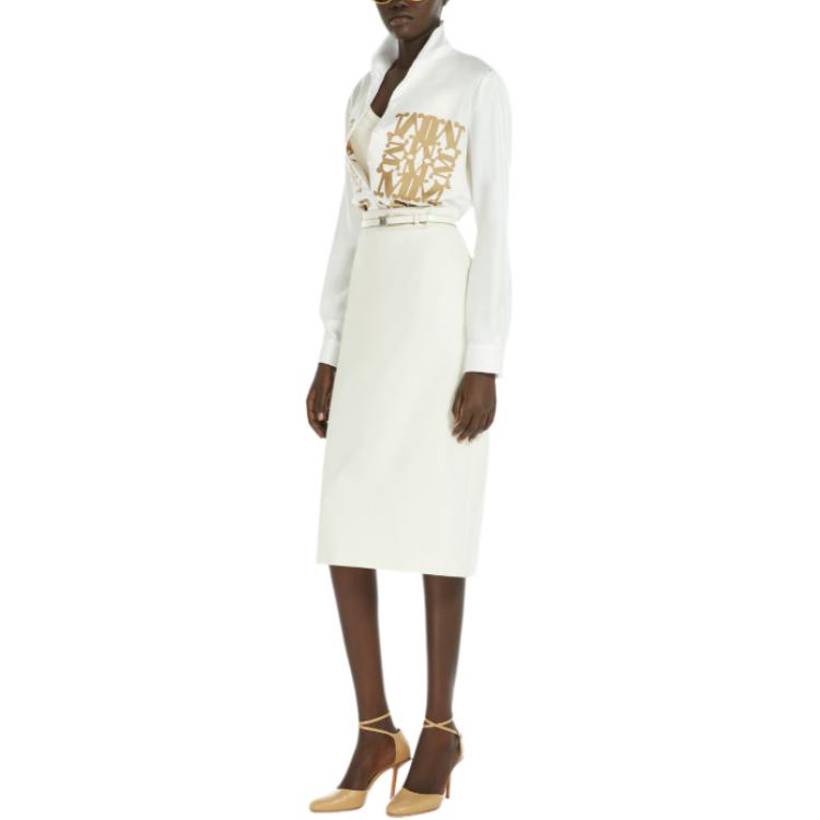 Purchase (Women) 'S Max Mara MaxMara Legno Vanilla Letter Print Long Sleeve Button-Up Shirt for Women. 1116094106002-LEGNO