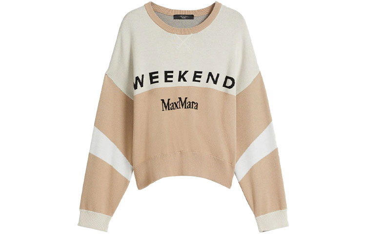 (Women) 'S Max Mara MaxMara Logo Crewneck Pullover Sweater in Khaki. 5366061906002-PAIO