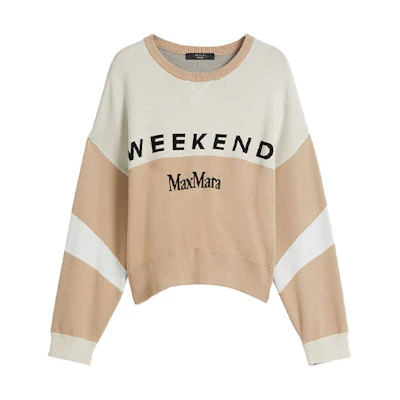 (Women) 'S Max Mara MaxMara Logo Crewneck Pullover Sweater in Khaki. 5366061906002-PAIO