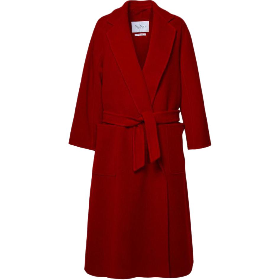 (Women) 'S Max Mara MaxMara Ludmilla  Red Mid-Length Belted Long Sleeve Coat 1101112106-003