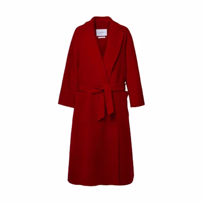 (Women) 'S Max Mara MaxMara Ludmilla Red Mid-Length Belted Long Sleeve Coat 1101112106-003