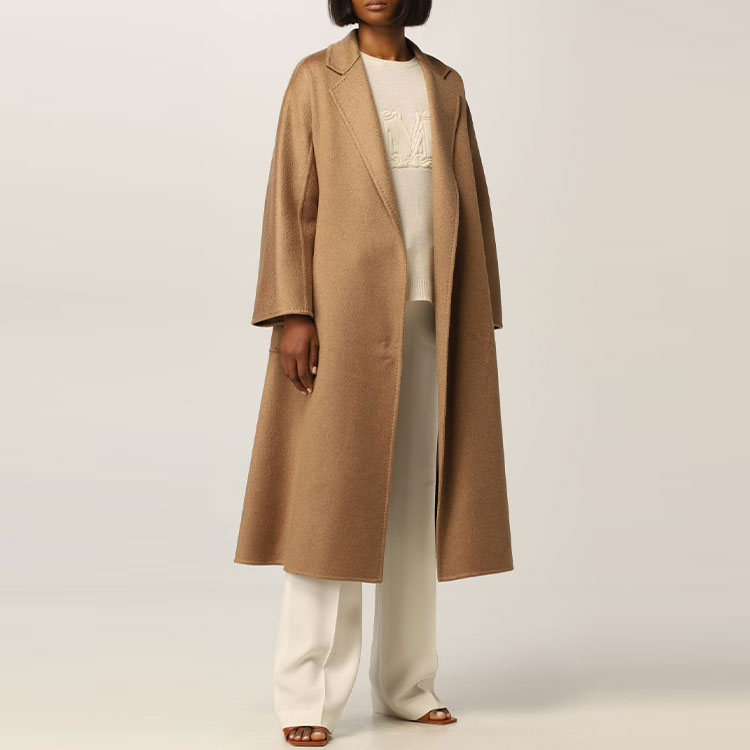 (Women) 'S Max Mara MaxMara Ludmilla Wool Bathrobe Coat for Women in Gray Brown 10110121600-020 圖 7