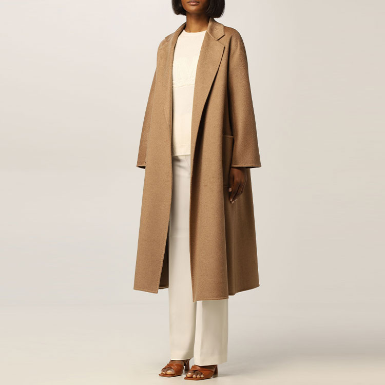 (Women) 'S Max Mara MaxMara Ludmilla Wool Bathrobe Coat for Women in Gray Brown 10110121600-020 圖 8