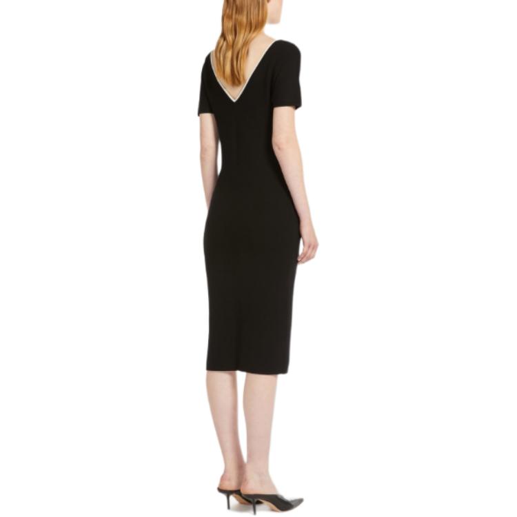 Shop (Women) 'S Max Mara MaxMara Luglio Stretch Viscose Midi Dress Black –  Short Sleeve Crewneck Dress 6321014106008-LUGLIO