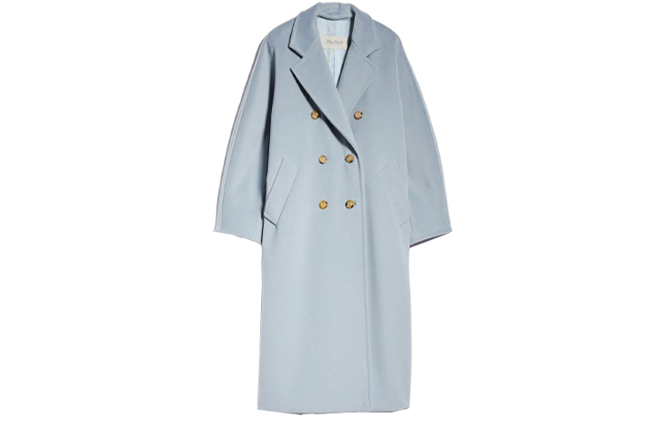 Order (W) ''S Max Mara MaxMara Madame 101801 Mantel Panjang Double-Breasted - Biru Solid 1018013306027-MADAME