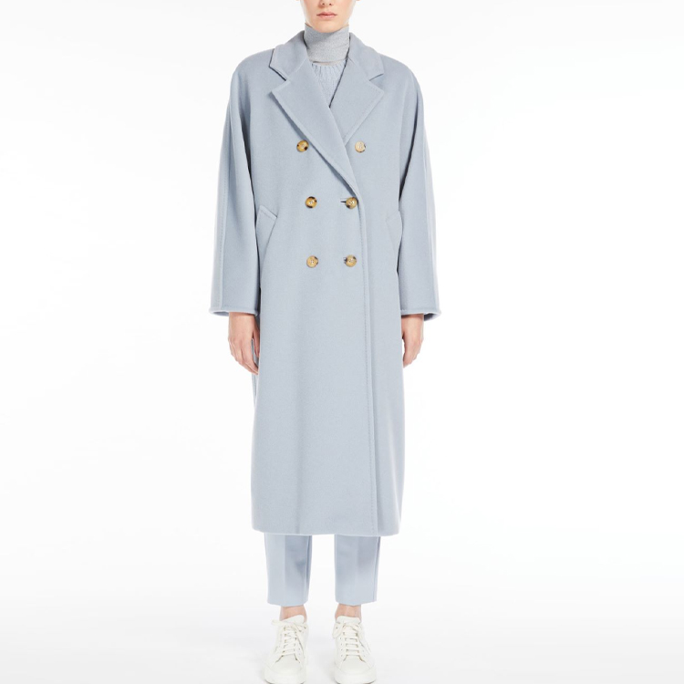 Shop (W) ''S Max Mara MaxMara Madame 101801 Mantel Panjang Double-Breasted - Biru Solid 1018013306027-MADAME