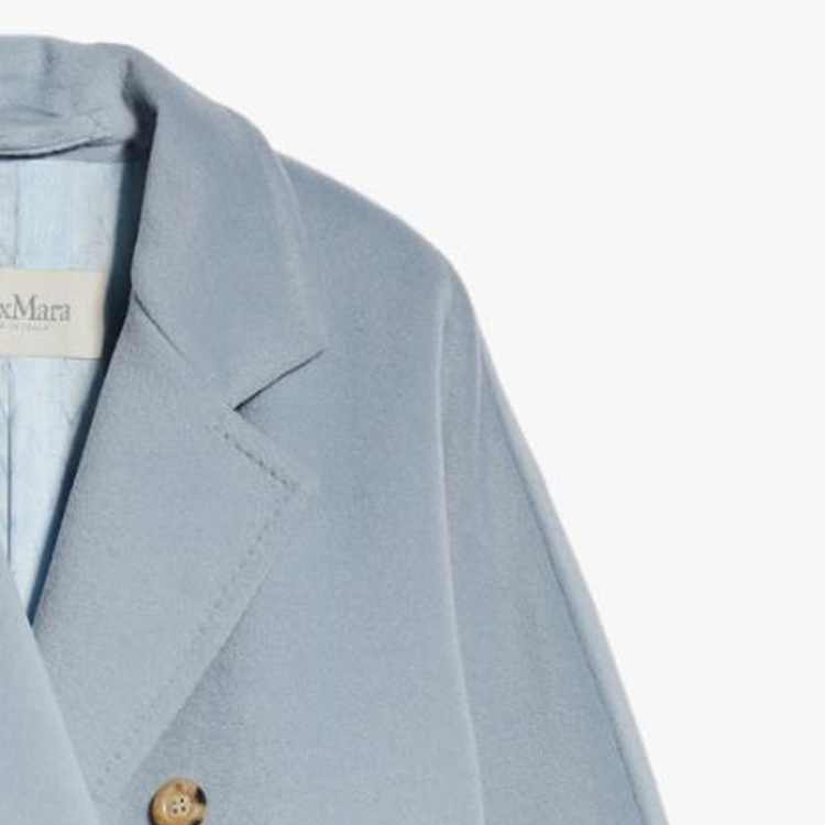 Sizing (W) ''S Max Mara MaxMara Madame 101801 Mantel Panjang Double-Breasted - Biru Solid 1018013306027-MADAME