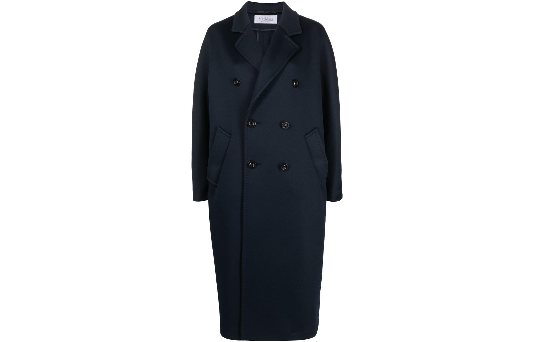 (Women) 'S Max Mara MaxMara Madame 101801  Navy Blue Classic Double-Breasted Coat. 2319010331600-MADAME