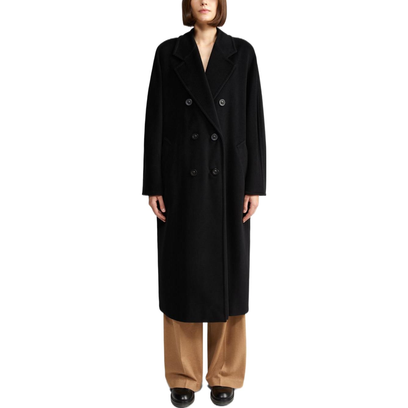 Purchase (Women) 'S Max Mara MaxMara Madame 101801 Black Double-Breasted Wool Coat for Women 1018012906003-MADAME