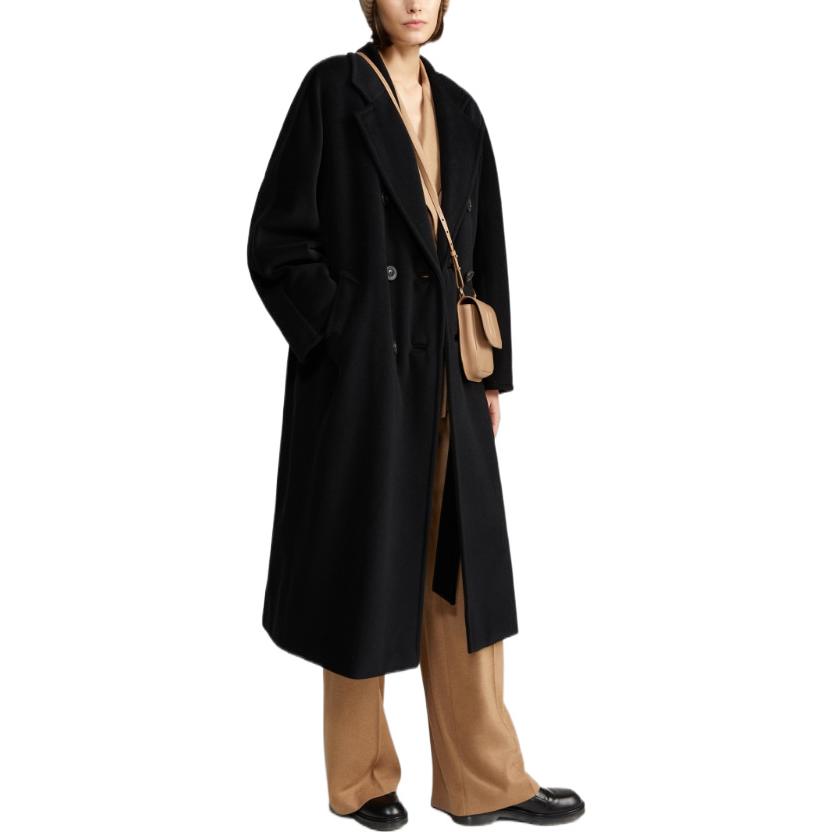Sizing (Women) 'S Max Mara MaxMara Madame 101801 Black Double-Breasted Wool Coat for Women 1018012906003-MADAME