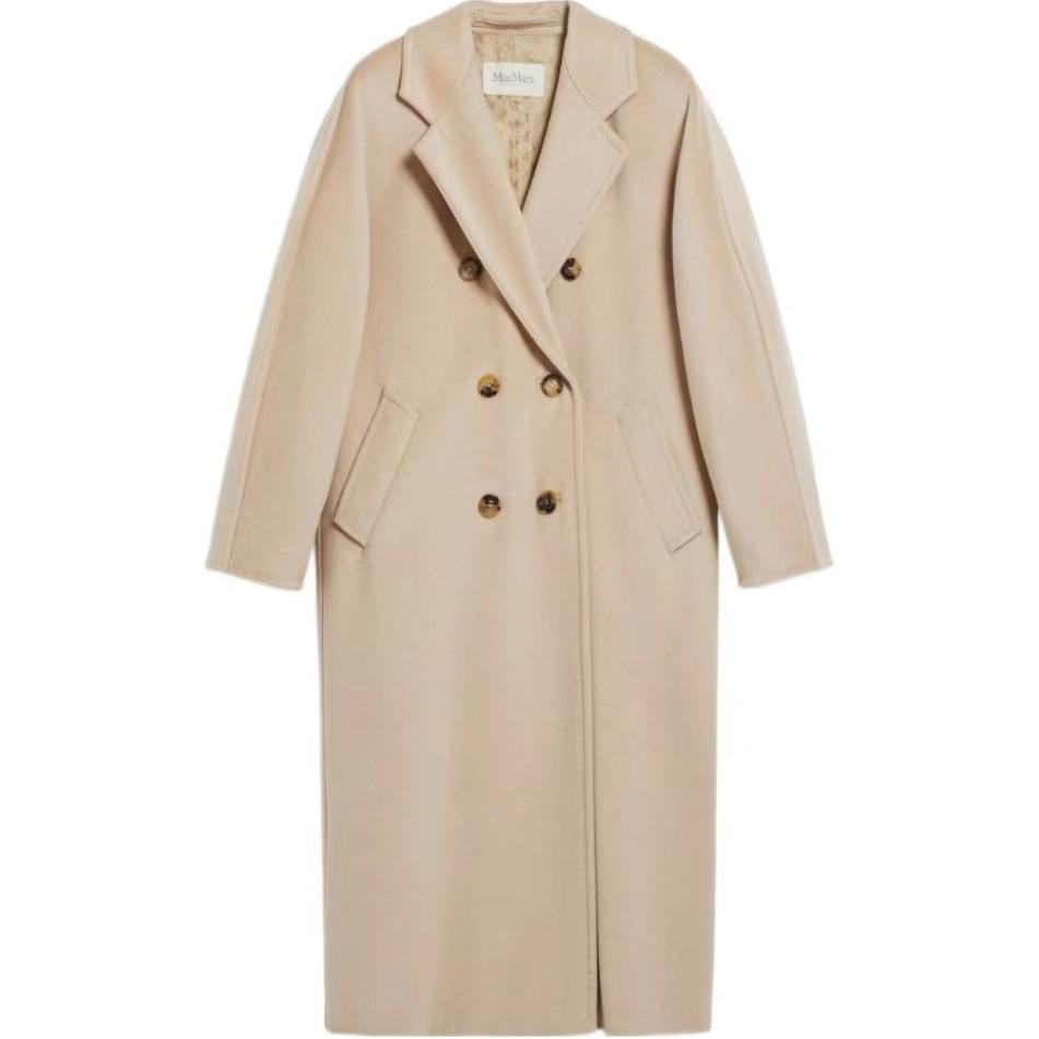 (Women) 'S Max Mara MaxMara MADAME 101801 Series Double-Breasted Long Coat Women’s Beige Casual 1018014106032