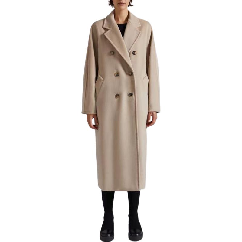 Lookbook (Women) 'S Max Mara MaxMara MADAME 101801 Series Double-Breasted Long Coat Women’s Beige Casual 1018014106032