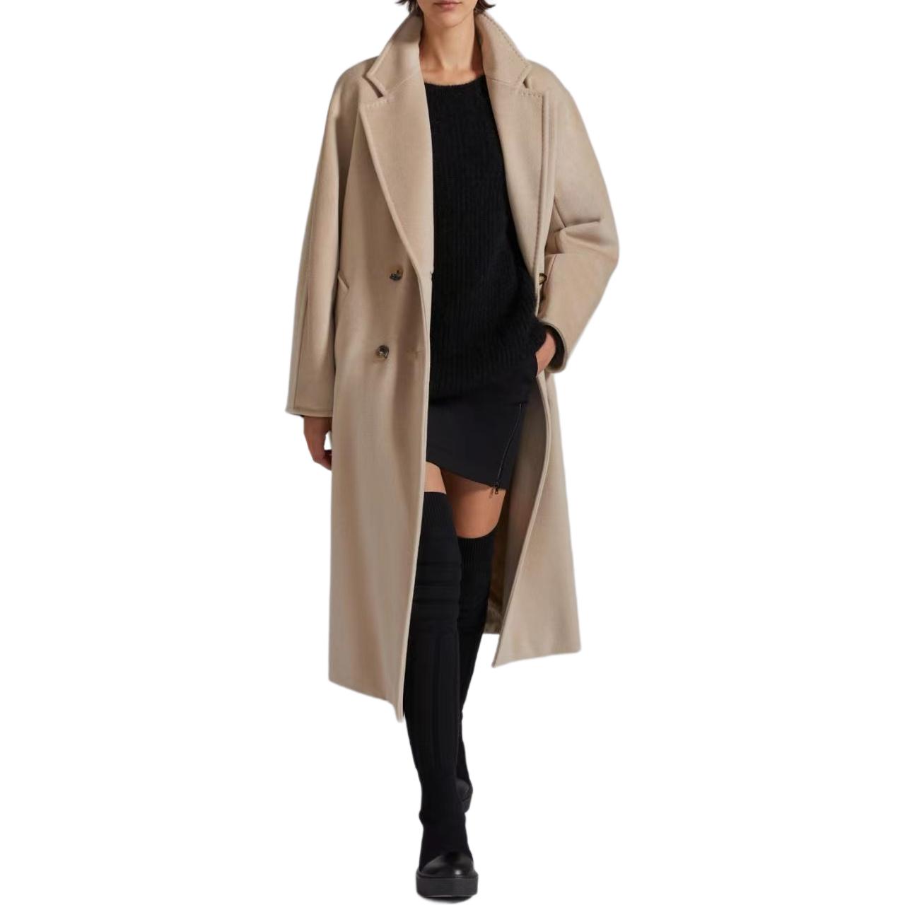 Shop (Women) 'S Max Mara MaxMara MADAME 101801 Series Double-Breasted Long Coat Women’s Beige Casual 1018014106032