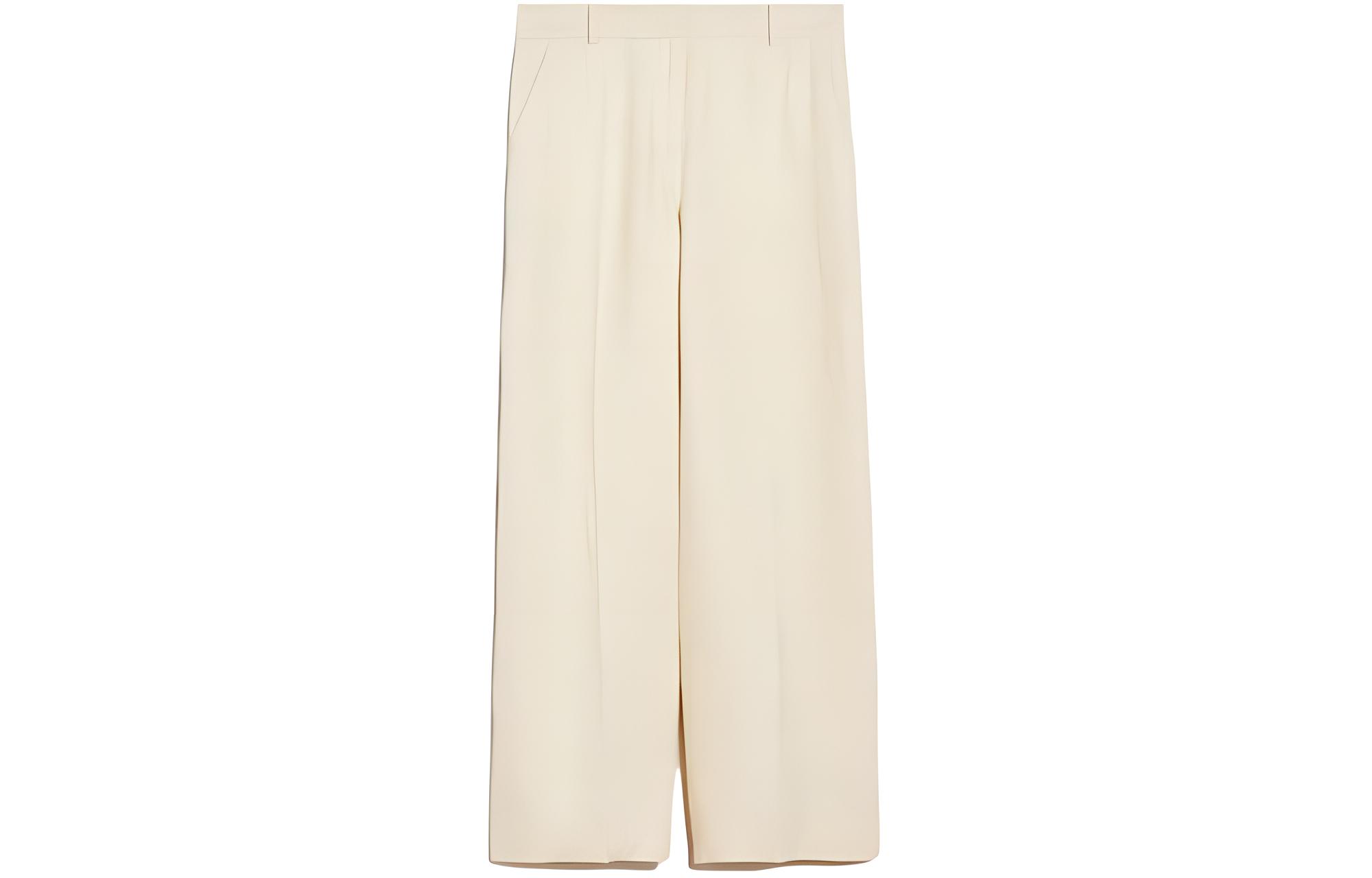 (Women) 'S Max Mara MaxMara Malizia Linen Canvas Relaxed Straight-Cut Elastic Waist Trousers Women White 5131024206035-MALIZIA