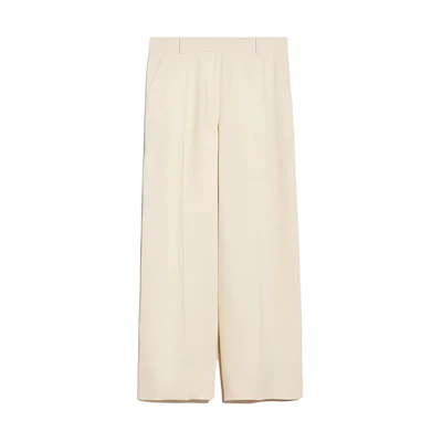 (Women) 'S Max Mara MaxMara Malizia Linen Canvas Relaxed Straight-Cut Elastic Waist Trousers Women White 5131024206035-MALIZIA