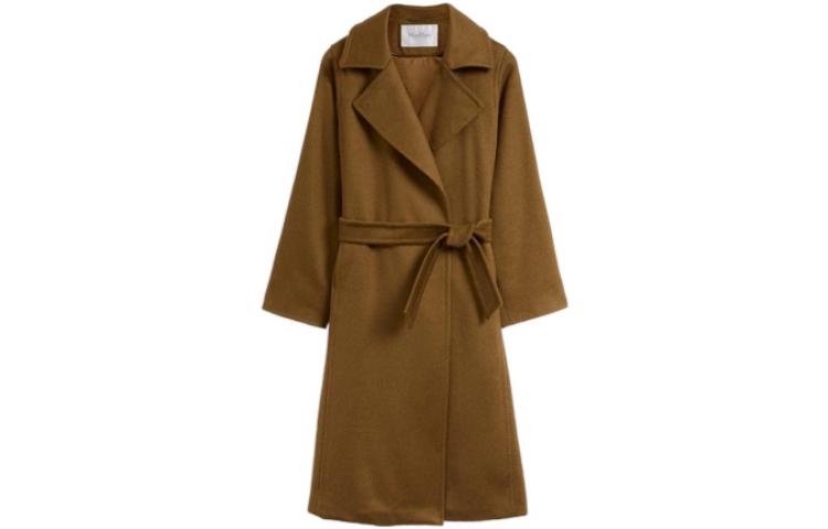 (Women) 'S Max Mara MaxMara Manuela  Brown Belted Mid-Length Coat 10161413600038-3MANUEL