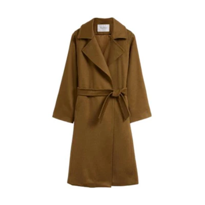 (Women) 'S Max Mara MaxMara Manuela Brown Belted Mid-Length Coat 10161413600038-3MANUEL