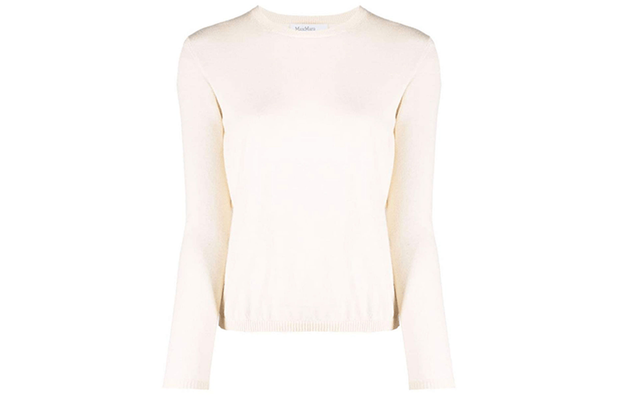 (Women) 'S Max Mara MaxMara Marmo White Cashmere Knit Logo Crewneck Sweater. 13661319600-MARMO-008