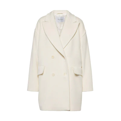 (Women) 'S Max Mara MaxMara Meana White Double-Breasted Long Sleeve Coat 1086043306021-MEANA