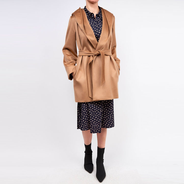 (Women) 'S Max Mara MaxMara Mid-Length Belted Coat in Solid Brown 60810217-008 圖 3