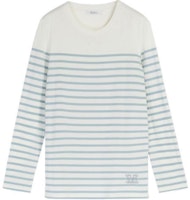 (Women) 'S Max Mara MaxMara Mintea Striped Cotton Crewneck Pullover Long Sleeve Drop Shoulder Tee Blue 1941012106001-MINTEA (Women) 'S Max Mara MaxMara Mintea Striped Cotton Crewneck Pullover Long Sleeve Drop Shoulder Tee Blue 1941012106001-MINTEA