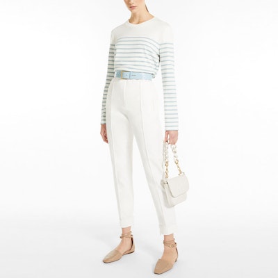 (W) S Max Mara 条纹圆领长袖棉质T恤蓝色 1941012106001-MINTEA Lookbook (W) S Max Mara 条纹圆领长袖棉质T恤蓝色 1941012106001-MINTEA