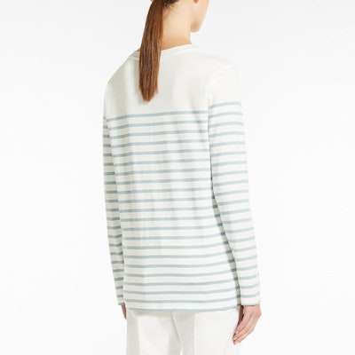 (W) S Max Mara 条纹圆领长袖棉质T恤蓝色 1941012106001-MINTEA Purchase (W) S Max Mara 条纹圆领长袖棉质T恤蓝色 1941012106001-MINTEA