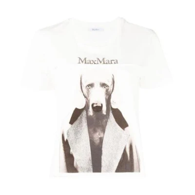 (Women) 'S Max Mara MaxMara MMDog Series White Logo Graphic Print Regular T-Shirt. 1946032306011-MMDOG