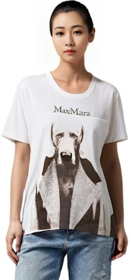 (W) 막스마라 MMDog 시리즈 화이트 로고 그래픽 프린트 레귤러 티셔츠. 1946032306011-MMDOG Lookbook (W) 막스마라 MMDog 시리즈 화이트 로고 그래픽 프린트 레귤러 티셔츠. 1946032306011-MMDOG