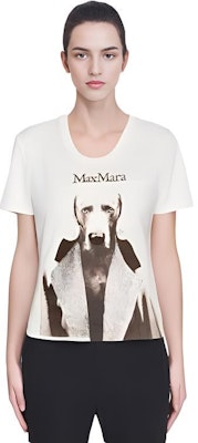 (W) 막스마라 MMDog 시리즈 화이트 로고 그래픽 프린트 레귤러 티셔츠. 1946032306011-MMDOG Purchase (W) 막스마라 MMDog 시리즈 화이트 로고 그래픽 프린트 레귤러 티셔츠. 1946032306011-MMDOG