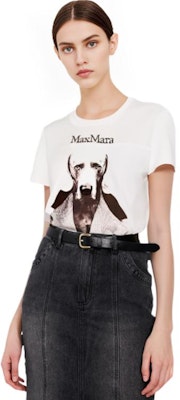 (W) 막스마라 MMDog 시리즈 화이트 로고 그래픽 프린트 레귤러 티셔츠. 1946032306011-MMDOG Details for (W) 막스마라 MMDog 시리즈 화이트 로고 그래픽 프린트 레귤러 티셔츠. 1946032306011-MMDOG